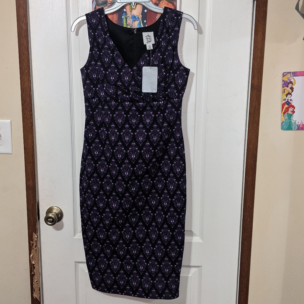 Haunted Mansion Wallpaper Disney The Dress Shop Business Cocktail Midi Fitted Xs